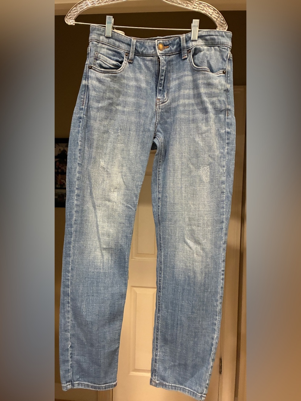 Cosmic Blue Love Women’s Straight Leg Jeans in Light Blue Wash